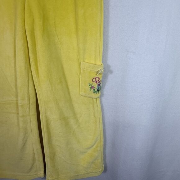 Vintage Y2K Yellow Wide Leg Walt Disney Princess Belle Velour Pants Girls Size 6 - Picture 6 of 10
